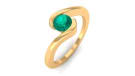 Round Shape Emerald Solitaire Promise Ring for Wom, $ 539