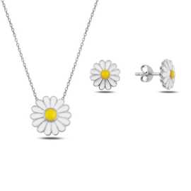 Sterling Silver Daisy Necklace and Earrings Set, $ 59