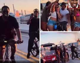 Diddy spotted in Miami riding bikes with Stevie J