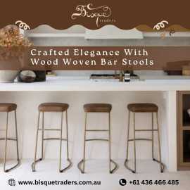Crafted Elegance With Wood Woven Bar Stools, $ 