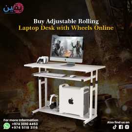 Buy Adjustable Rolling Laptop Desk with Wheels Onl, د.إ 169