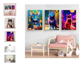 Canvas Painting Of Cute Blue Cat For Sale, ps 14